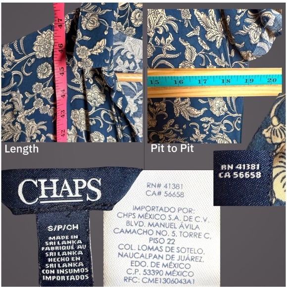CHAPS Womens Midi Floral Dress Size S Blue Flutter Sleeve Cottagecore‎ Fairy - Picture 6 of 16
